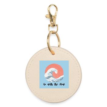 Sea waves with motivational saying - Round Keyring - oyster - Front