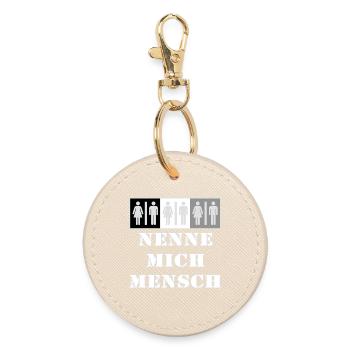 Call Me Human Boundary Sign - Round Keyring - oyster - Front