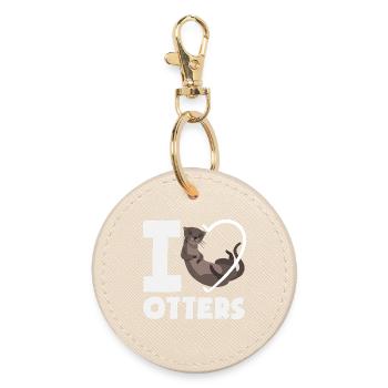 Sea Otter Cartoon Heart - Round Keyring - oyster - Front