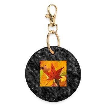 Feuilles d’automne - Porte-clés rond - noir - Devant