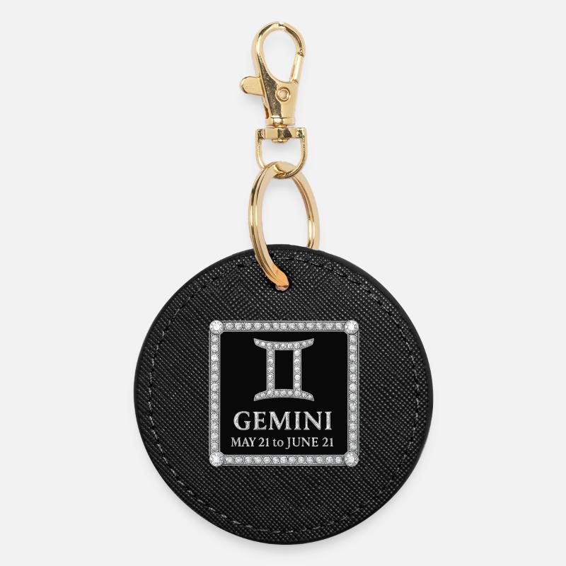 Signe du zodiaque Gémeaux - Porte-clés rond - noir