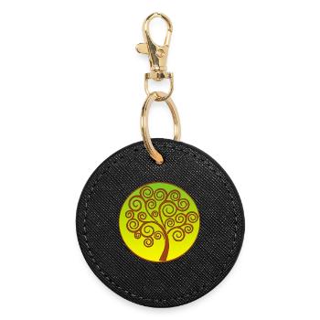 Arbre de vie spirale - Porte-clés rond - noir - Devant