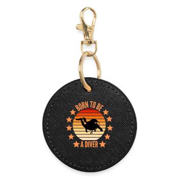 Born to be a diver - Round Keyring - black - Front