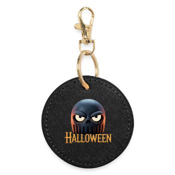 Crâne de Feu Halloween | Trick or treat de sorcière - Porte-clés rond - noir - Devant