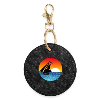 Sailboat at sunset - Round Keyring - black - Front