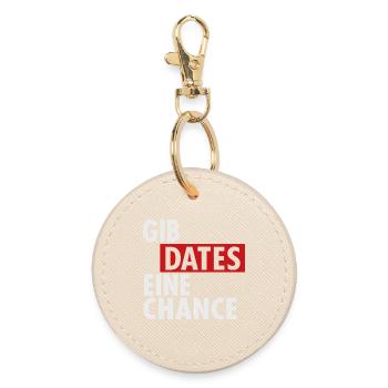 Gib Dates eine Chance - Runder Schlüsselanhänger - Auster - Vorne