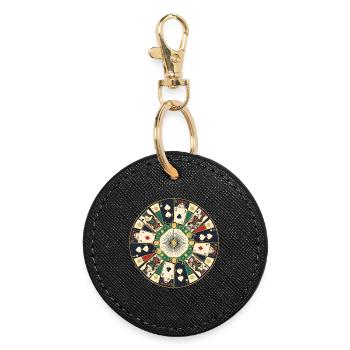 Jeu de cartes de casino Circle Design - Porte-clés rond - noir - Devant