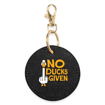Goose No Ducks Given Middle Finger Naughty Duck Cool - Round Keyring - black - Front