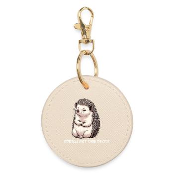 Speak with the paw Hedgehog Hedgehog lover Hedgehog fan - Round Keyring - oyster - Front