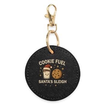 Christmas Baking Crew - Christmas Cookie & Milk - Round Keyring - black - Front
