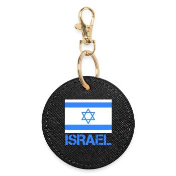 Flag of Israel with Star of David - Round Keyring - black - Front