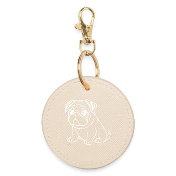 Mops Hunde T-shirt Geschenk Weihnachten - Runder Schlüsselanhänger - Auster - Vorne