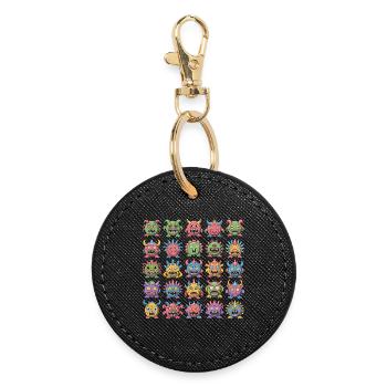 Colorful funny monster collection for kids and - Round Keyring - black - Front