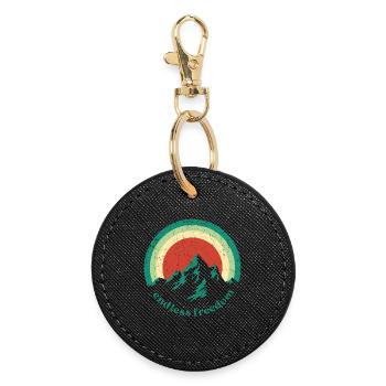 Endless Freedom Mountain Rainbow in retro design - Round Keyring - black - Front