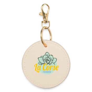 Corsica Vintage Succulent France Souvenir - Round Keyring - oyster - Front