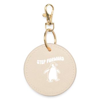 Step Forward Penguin – Line Art - Round Keyring - oyster - Front