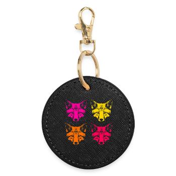 Renards de couleur - Porte-clés rond - noir - Devant