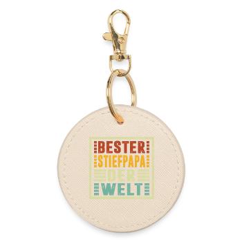 Best Stepdad In The World Gifts Christmas - Round Keyring - oyster - Front