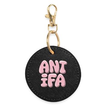 Antifa – Antifaschistisches Merch - Runder Schlüsselanhänger - Schwarz - Vorne