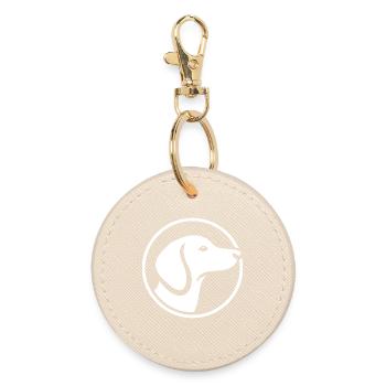 Dachshund Logo – Minimalist Dog Emblem - Round Keyring - oyster - Front