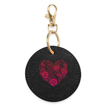 Cœur Romantique Dragon Roses et Amour - Porte-clés rond - noir - Devant