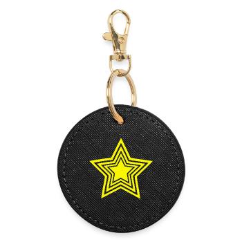 Infinite Yellow Star - Round Keyring - black - Front