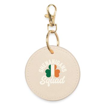 Irish Shenanigans Squad Shamrock Design - Round Keyring - oyster - Front
