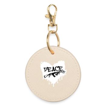 Peace Gun Blossoms Graffiti - Round Keyring - oyster - Front