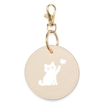 Katze Niedlich - Runder Schlüsselanhänger - Auster - Vorne