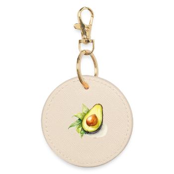 Wasserfarbene Avocado Illustration - Runder Schlüsselanhänger - Auster - Vorne