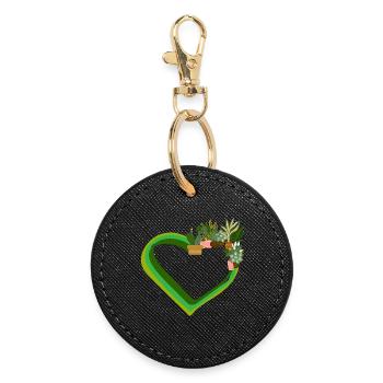 Plant Lover Love Plants Succulent Flower - Round Keyring - black - Front
