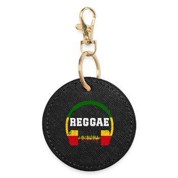 Reggae Headphones Wave Design - Round Keyring - black - Front