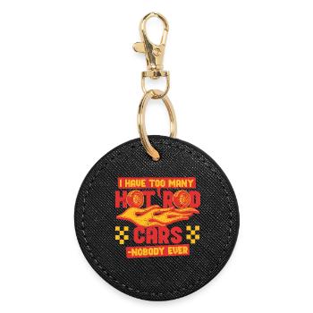 Classic Car Collector Too Many Hot Rod Cars - Round Keyring - black - Front
