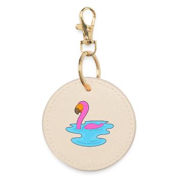 Flamingo Schwimmen - Runder Schlüsselanhänger - Auster - Vorne
