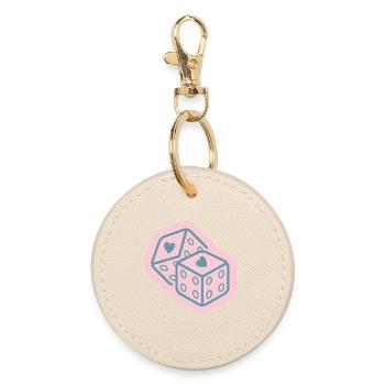 Heart cube in pastel pink - Round Keyring - oyster - Front