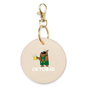 Octobear Beer Hero Illustration Party Grilling Beer - Round Keyring - oyster - Front