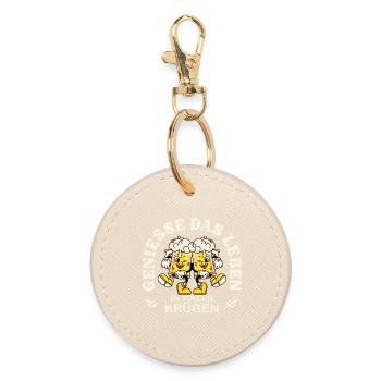 Enjoy Life – Beer Mug Retro Saying - Round Keyring - oyster - Front
