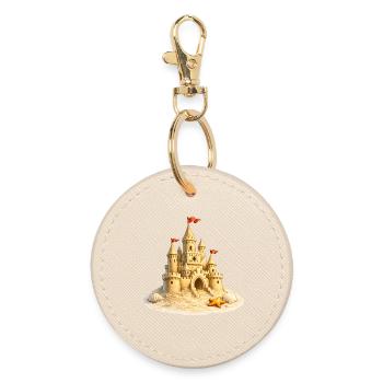 Sandcastle on the beach with shells - Round Keyring - oyster - Front