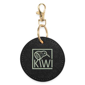 Kiwi Linienlogo Vogelmotiv - Runder Schlüsselanhänger - Schwarz - Vorne