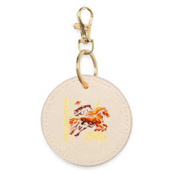 1966 Fire Horse 60th Birthday Year of the Horse - Round Keyring - oyster - Front