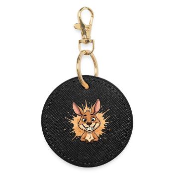 Happy Kangaroo Splash - Round Keyring - black - Front