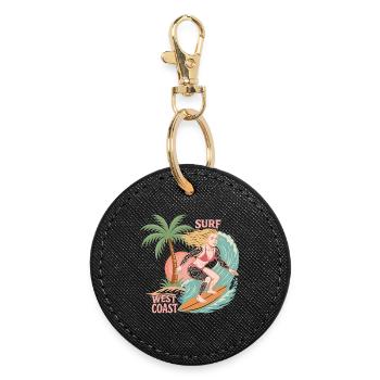 Surfing West Coast - Round Keyring - black - Front