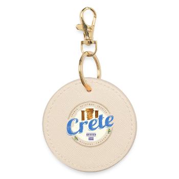 Kreta Insel in Griechenland Retro Vintage Souvenir - Runder Schlüsselanhänger - Auster - Vorne