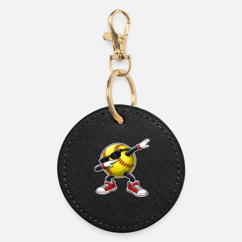 Dabping au softball - Porte-clés rond - noir
