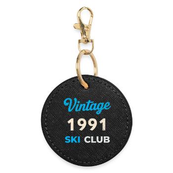 Vintage 1991 – Année de naissance rétro du Ski Club - Porte-clés rond - noir - Devant