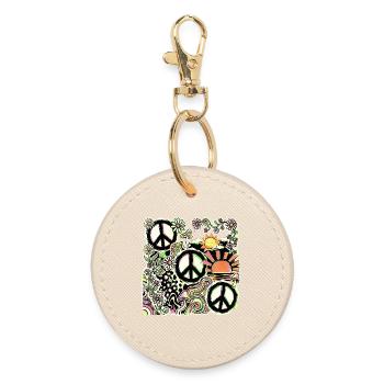 Peace Hippie Flower Stop The War - Round Keyring - oyster - Front