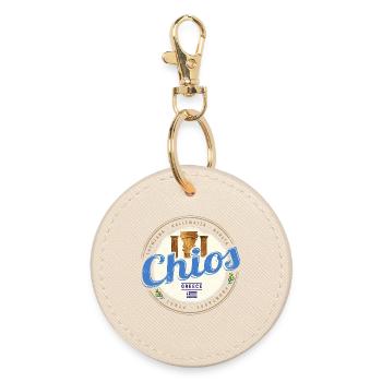 Chios Insel in Griechenland Retro Vintage Souvenir - Runder Schlüsselanhänger - Auster - Vorne