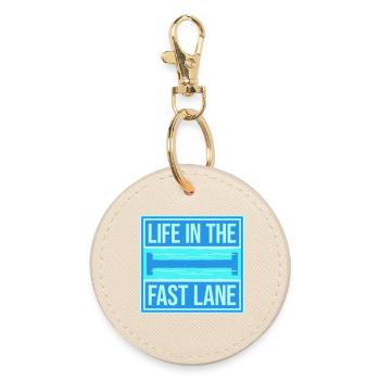 Life In The Fast Lane Schwimmer Lustig Pool Spruch - Runder Schlüsselanhänger - Auster - Vorne