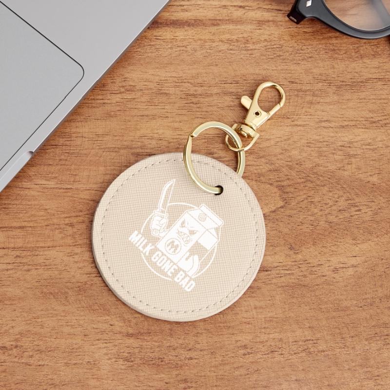 Milk goes evil: menacing cardboard figure Round Keyring