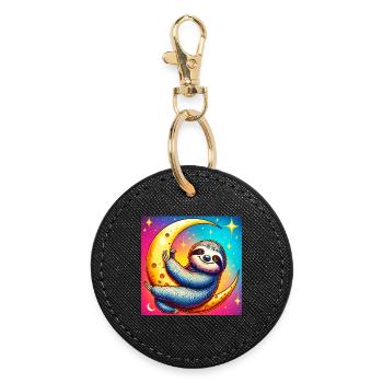 La paresse dort sur la Lune - Porte-clés rond - noir - Devant